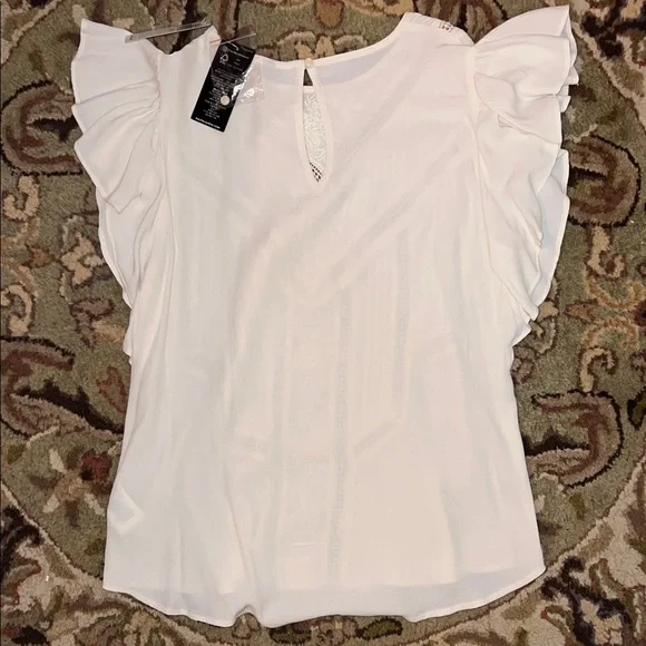 Ralph Lauren White Ruffle Sleeve Blouse - Picture 6 of 7